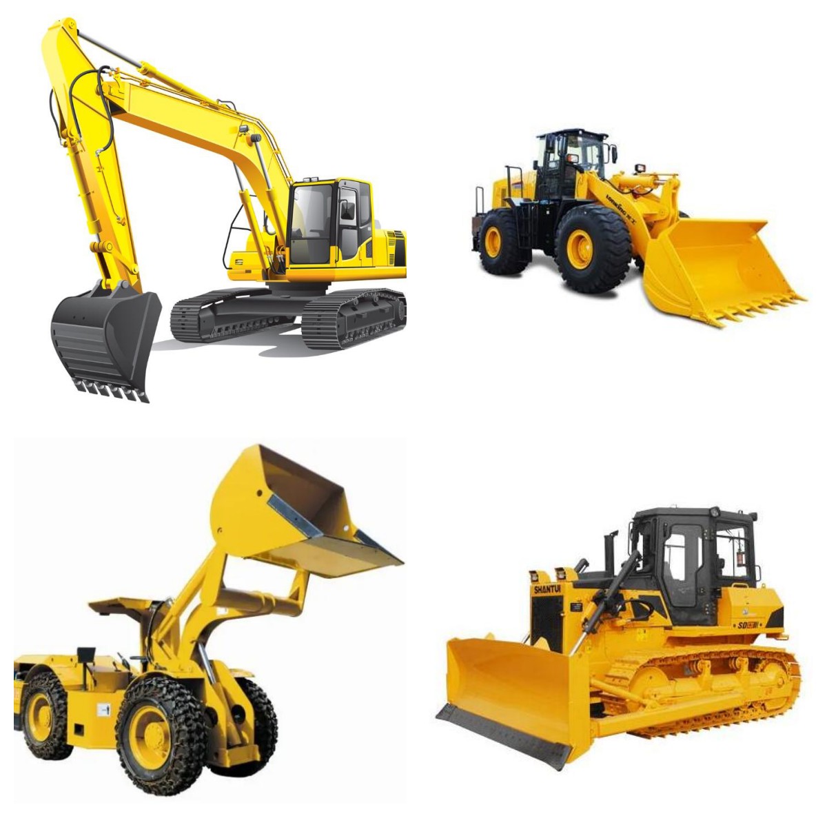 Differenza tra raschietto, caricatore, bulldozer ed escavatore
