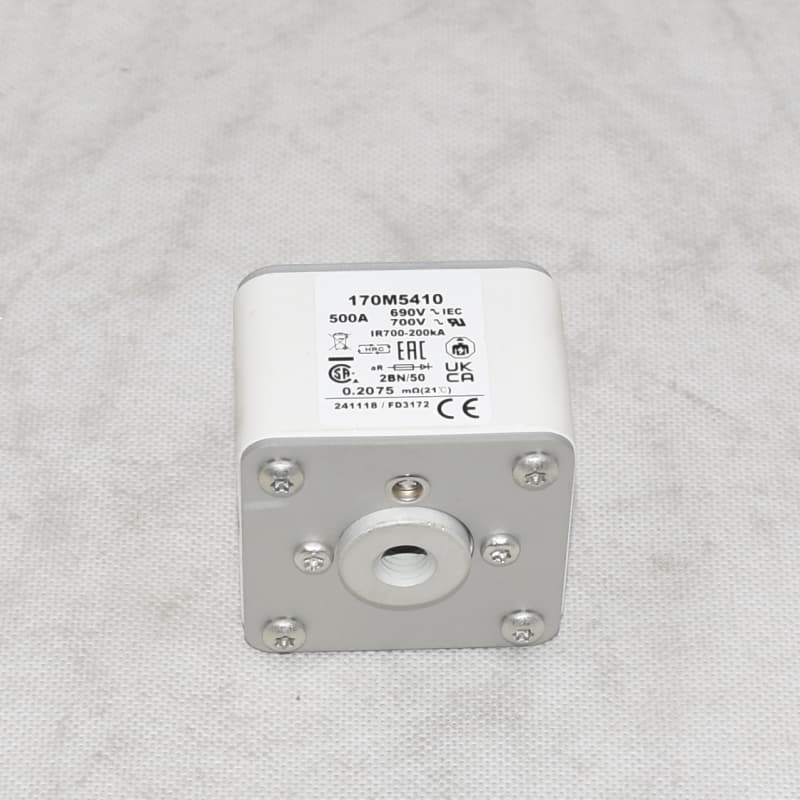 170M5410 High Speed Square Body Fuse 690V 500A - Eaton Replacement - Square body flush end contacts with top fuse status indicator